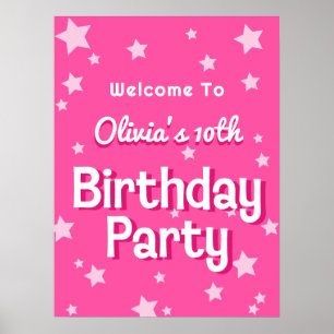 Poster Accueil Rétro Pretty Rose Anniversaire