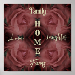 Poster Accueil Rose rouge Mots Abstraits Inspirationnels