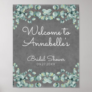 Poster Accueil Russe Fête des mariées Eucalyptus Chalkboa