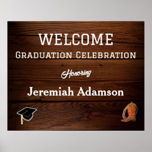 Poster Accueil Rustique Western Graduation Party