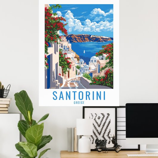 Poster Accueil Santorin : Santorin Grèce (Bureau à domicile)