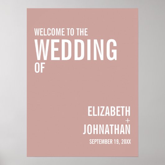 Poster Accueil simple Boho Dusty Rose Mariage de typograp (Devant)