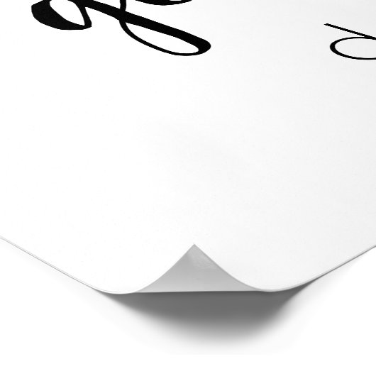 Poster Accueil simple | Coeur de script noir modifiable (Coin)