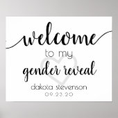 Poster Accueil simple | Coeur de script noir modifiable (Devant)