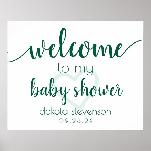 Poster Accueil simple | Coeur vert Customisé (Devant)