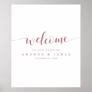 Poster Accueil simple Rose  Gold Mariage