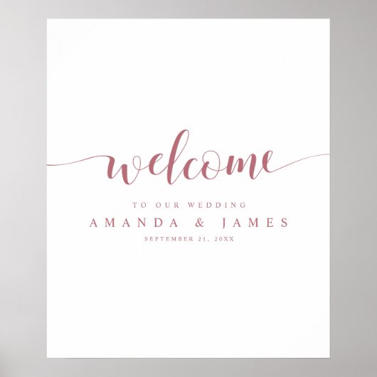 Poster Accueil simple Rose Gold Mariage (Devant)