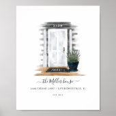 Poster Accueil Sweet Home Aquarelle Blanc Hamptons Porte (Devant)