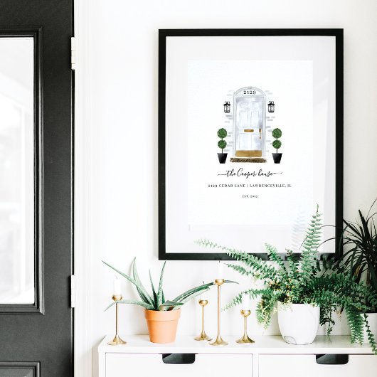 Poster Accueil Sweet Home Famille Porte d'aquarelle blanc