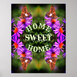 Poster Accueil Sweet Home Papillon Fleur Abstraite
