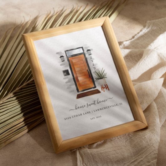 Poster Accueil Sweet Home Porte d'aquarelle moderne du mi