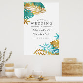 Poster Accueil turquoise et Gold Tropical Mariage (Cuisine)