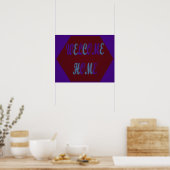 Poster Accueil vin rouge et bleu roi (Cuisine)