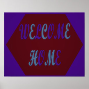Poster Accueil vin rouge et bleu roi