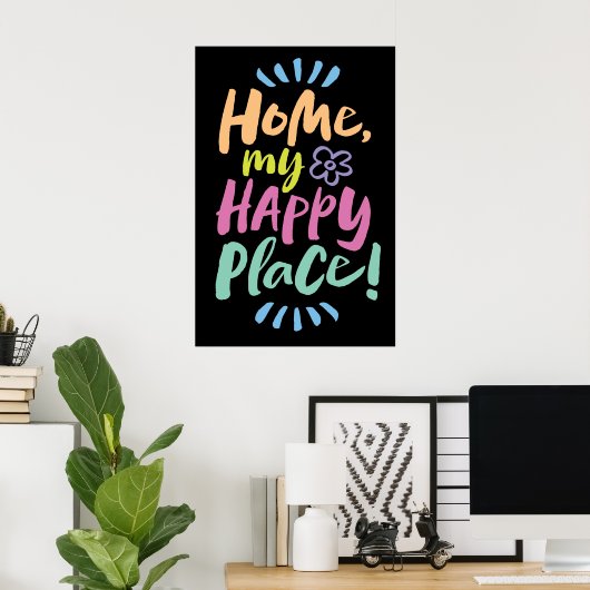 Poster ACCUEILLE mon Happy Place ! Neon Chalk - Corps dom (Bureau à domicile)