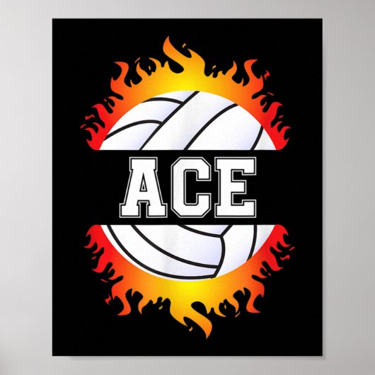 Poster Ace Name Volley Player Boys Ball and Net Sport (Devant)