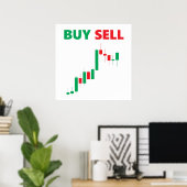 Poster Acheter Vendre - Trader de devises de marché bours (Bureau à domicile)