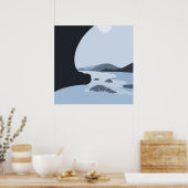 Poster Acier Abstrait Bleu Stylisé Beach Seascape (Cuisine)