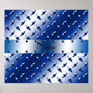 Poster Acier bleu nommé personnalisé de plat de diamant