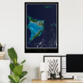 Poster Acklins et Crooked Island Bahamas Carte spatiale (Bureau à domicile)