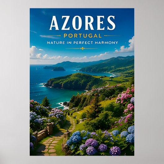 Poster 🌿 Açores Portugal Paradis Insulaire 🌊 (Devant)