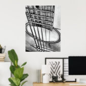 Poster Acoustic Guitar Perspective Strings Black White (Bureau à domicile)