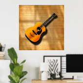 Poster Acoustic Vintage Guitar With Musician Custom Name (Bureau à domicile)