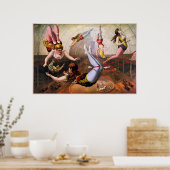 Poster acrobates du trapèze féminin au cirque (Cuisine)