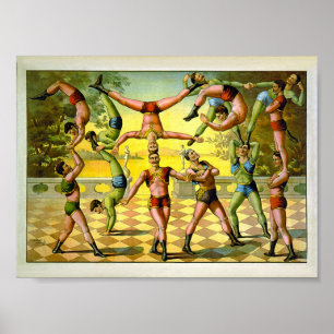 Poster acrobatie 1891 Cirque Vintage