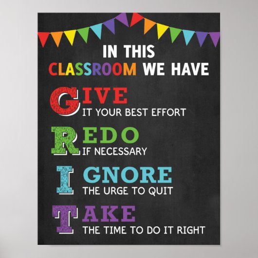 Poster Acronyme de GRIT en classe croissance de l'esprit (Devant)