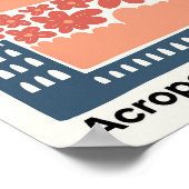 Poster Acropole Athènes Grèce Voyage abstrait art floral (Coin)