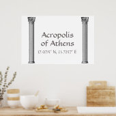 Poster Acropole d'Athènes Latitude Longitude (Cuisine)