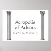 Poster Acropole d'Athènes Latitude Longitude (Devant)