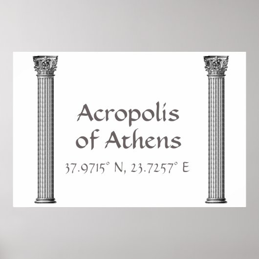 Poster Acropole d'Athènes Latitude Longitude (Devant)