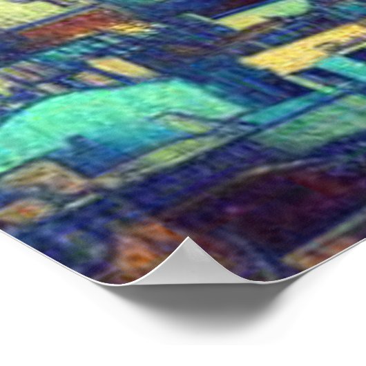 Poster Acropole nocturne étoilée Athènes Grèce (Coin)