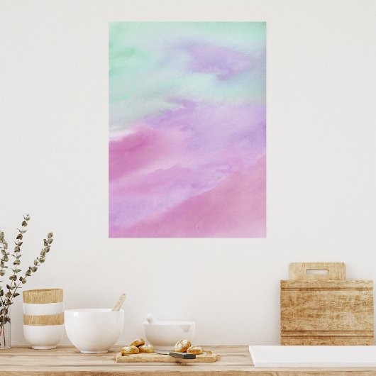 Poster acrylique Aqua Rose Abstrait Watercolor (Cuisine)