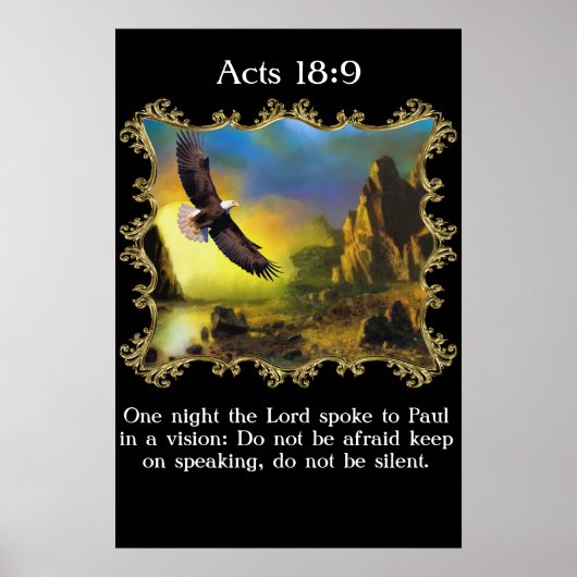 Poster Actes 18:9 Avec un aigle survolant le paysage. (Devant)