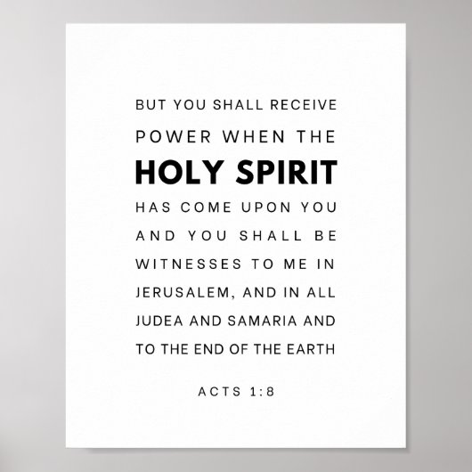 Poster Actes 1:8 verset biblique (Devant)