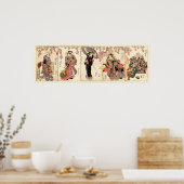 Poster Acteurs japonais vintages 5 panneaux de bois (Cuisine)