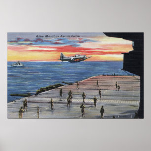 Poster Action à bord de porte-avions - marine des USA
