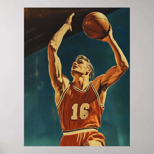 Poster Action de basket vintage (Devant)