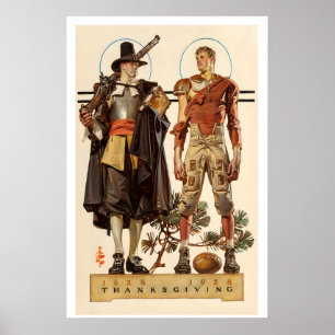 Poster Action de grâce 1628-1928 - Pèlerin et Football