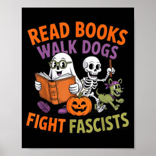 Poster Activiste drôle d'Halloween Lit des livres Promène