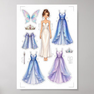 Poster Activité de découpage de poupées en papier de fées