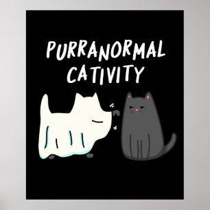 Poster Activité surnaturelle d'Halloween au chat, Pun, Fo