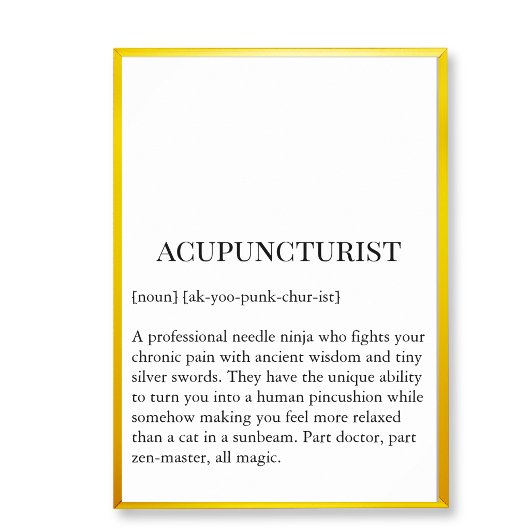 Poster Acupuncturist Needle Ninja Wall Art Clinic chart