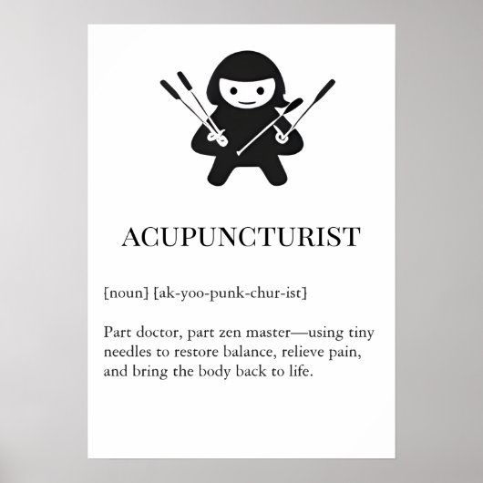 Poster Acupuncturist Wall Art Gift | Needle Acupuncture  (Devant)