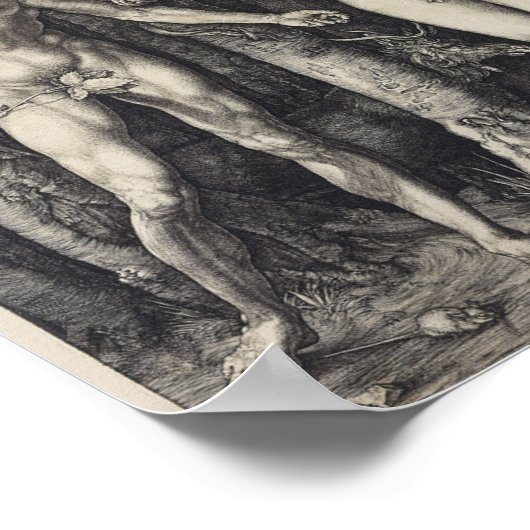 Poster Adam et Eve, Engraving par Albrecht Durer (Coin)