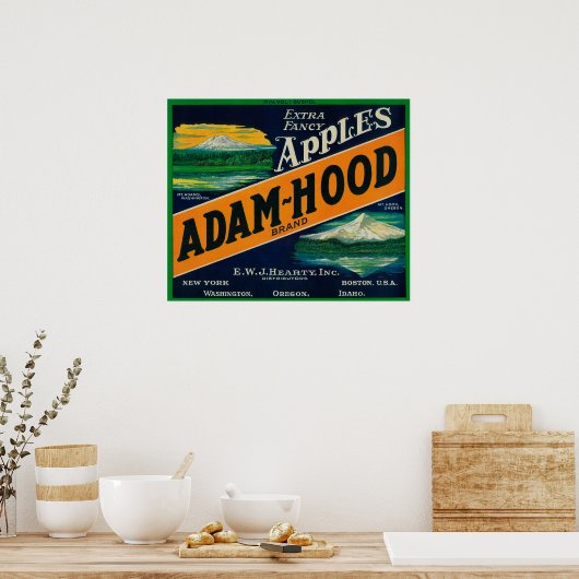Poster Adam-Hood Apple Crate Label Hood River, OU (Cuisine)