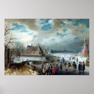 Poster Adam van Breen Patinage sur la rivière Frozen Ams